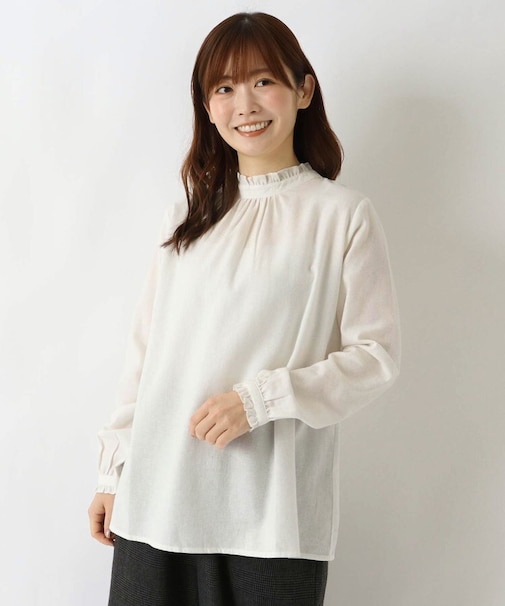 ネルスタンドフリルブラウス