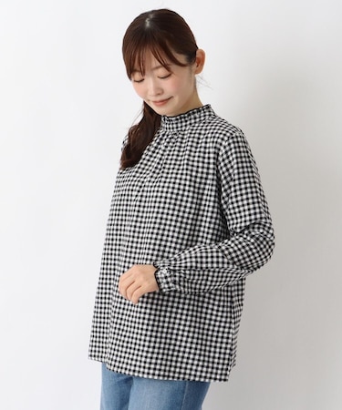 ネルスタンドフリルブラウス