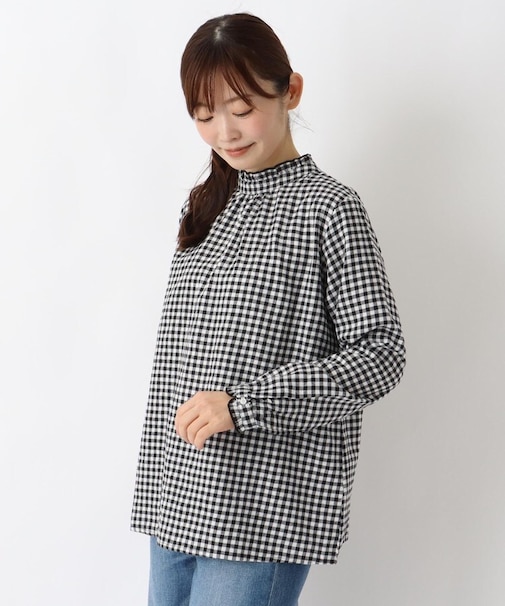 ネルスタンドフリルブラウス