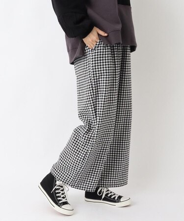 ネルチェック柄イージーパンツ