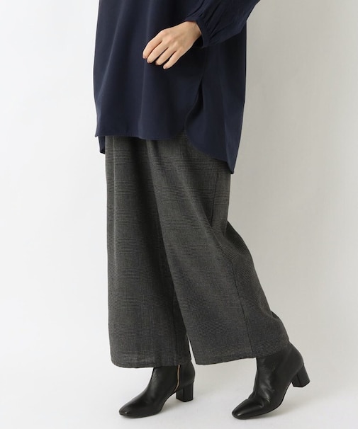 ネルチェック柄イージーパンツ