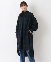 ネル肩ギャザーワンピース