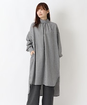 ネル肩ギャザーワンピース