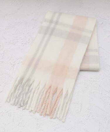 【あったか】ボリュームフリンジチェックマフラー