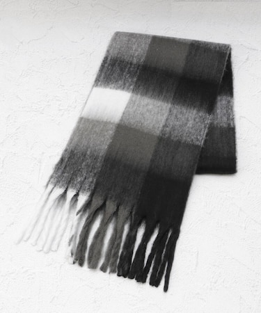 【あったか】ブロックチェック ストール