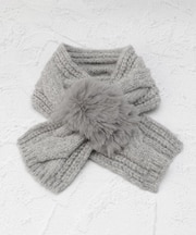 【あったか】ニットxファー 差込マフラー