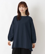 フランネル 袖刺繍入り チュニックブラウス