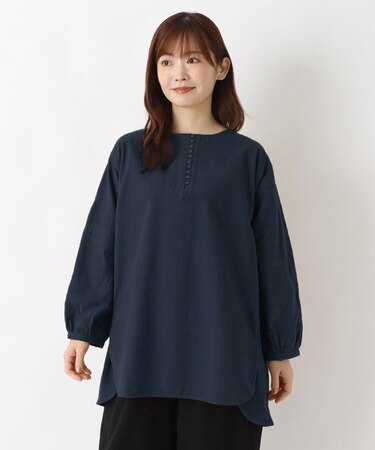 フランネル 袖刺繍入り チュニックブラウス