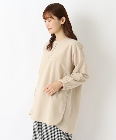 フランネル 袖刺繍入り チュニックブラウス