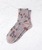 ◆【ワンズテラスオリジナル】メッセージ帯 ボタニカル柄 クォーターソックス