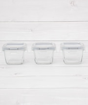 CB 耐熱ガラス保存容器 3P スクエアミニ 180ml