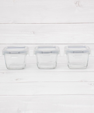 CB 耐熱ガラス保存容器 3P スクエアミニ 180ml