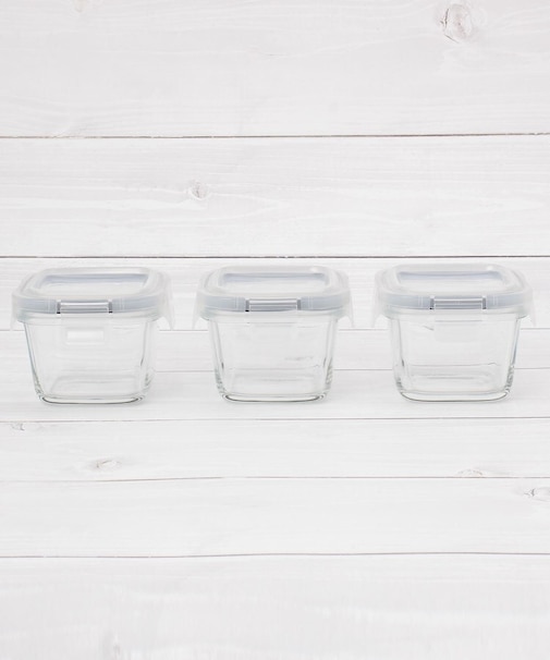 CB 耐熱ガラス保存容器 3P スクエアミニ 180ml