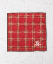 ◆【ワンズテラスオリジナル】テディベア柄 タオルハンカチ チェック