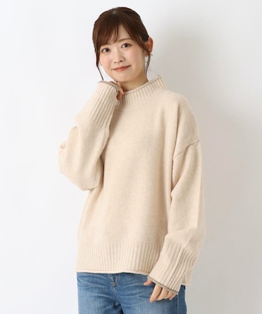 袖口配色 ハイネックニットプルオーバー