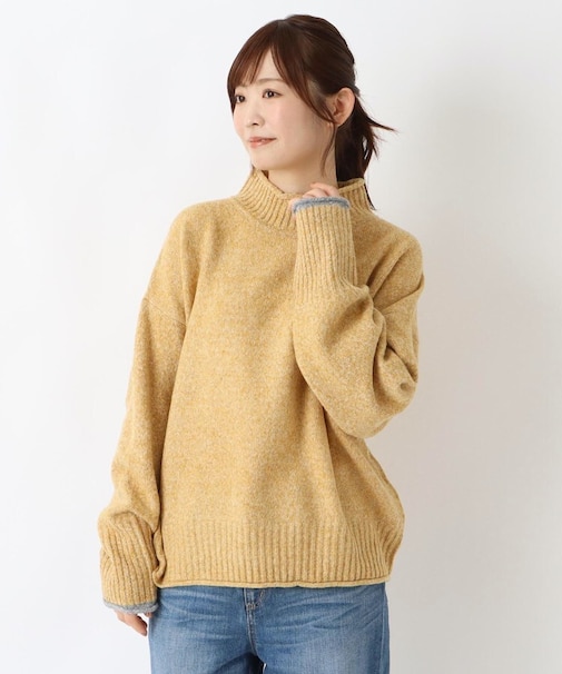 袖口配色 ハイネックニットプルオーバー