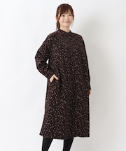 コーデュロイ 小花柄 前開きワンピース