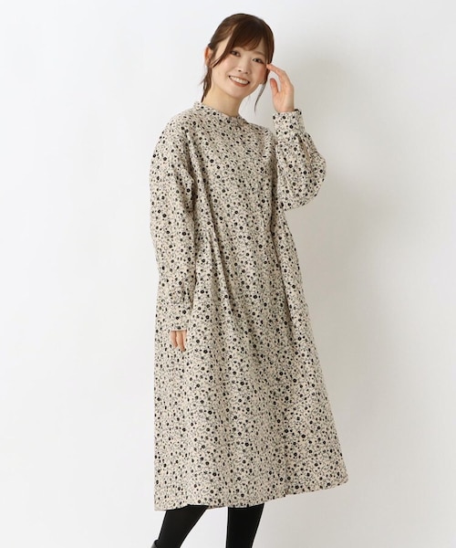 コーデュロイ 小花柄 前開きワンピース｜ワンズテラスの通販｜&mall