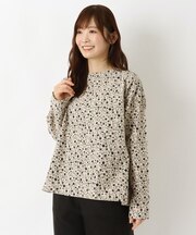 コーデュロイ 小花柄 レイヤード風ブラウス