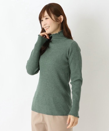 ふわもちハイネックメロウ長袖ニットプルオーバー