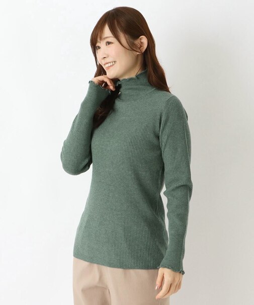 ふわもちハイネックメロウ長袖ニットプルオーバー