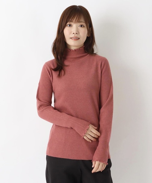 ふわもちハイネックメロウ長袖ニットプルオーバー