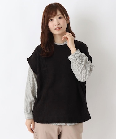 アクリルニット柄ブラウス アンサンブル