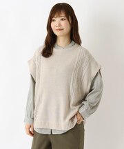 アクリルニット柄ブラウス アンサンブル