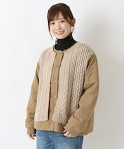 中綿キルティングニットコンビジャケット