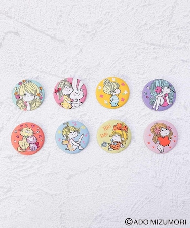 ◆【リンネル2月号掲載/先行販売】水森亜土 トレーディング織刺繍缶バッジ