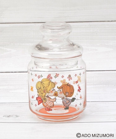 水森亜土 ガラスキャニスター カップル 500ml