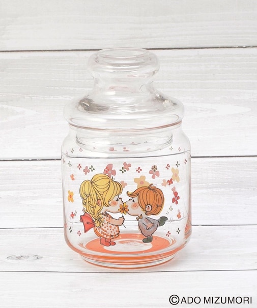 水森亜土 ガラスキャニスター カップル 500ml