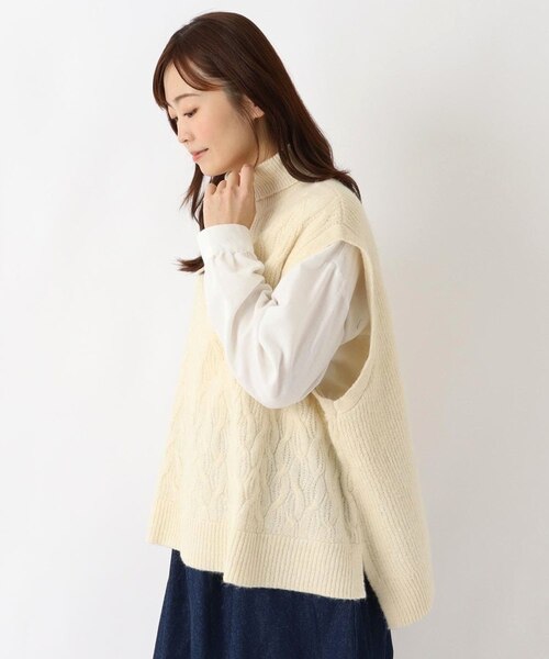 ケーブル編み タートルニットベスト｜ワンズテラスの通販｜&mall