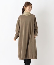 配色リブタートル 裏シャギーワンピース