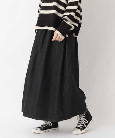 デニム 9分丈バルーンスカート