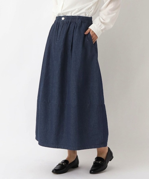 デニム 9分丈バルーンスカート