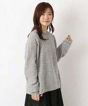 袖口切替ニットプルオーバー