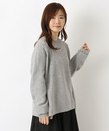 袖口切替ニットプルオーバー