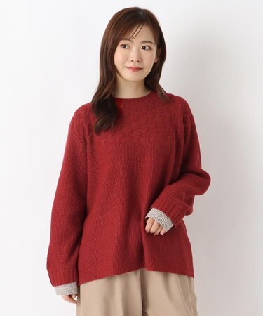 袖口切替ニットプルオーバー