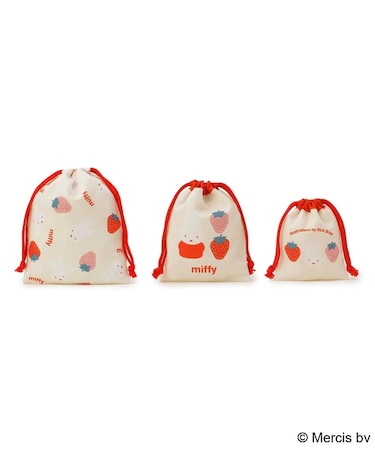 【先行販売】Dick Bruna miffy 巾着 3P strawberry&tulip