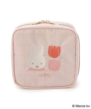Dick Bruna miffy 刺繍スクエアコスメポーチ strawberry&tulip