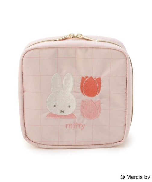 Dick Bruna miffy 刺繍スクエアコスメポーチ strawberry&tulip