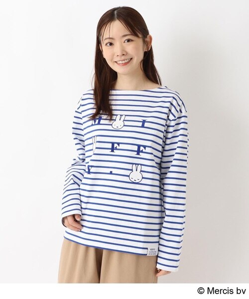 【新品】バスクボーダーシャツ白✖️ネイビー ワンズテラス限定】Dick Bruna miffy バスクボーダー長袖プルオーバー