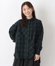 コットンツイル チェック柄チュニックシャツ