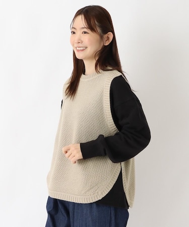 ラウンドヘム サイドスリットベスト