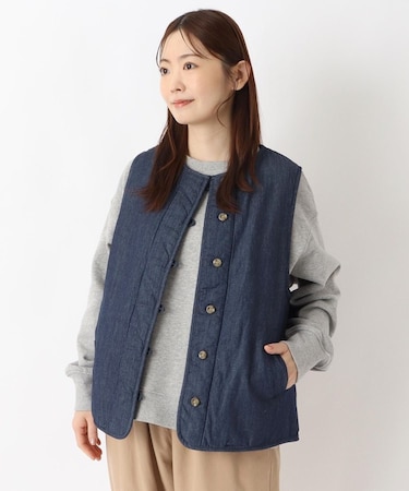 デニム&ツイル 裏ボア リバーシブルベスト