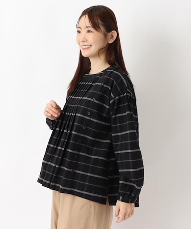 コットンフランネル 前タックブラウス