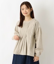コットンフランネル 前タックブラウス