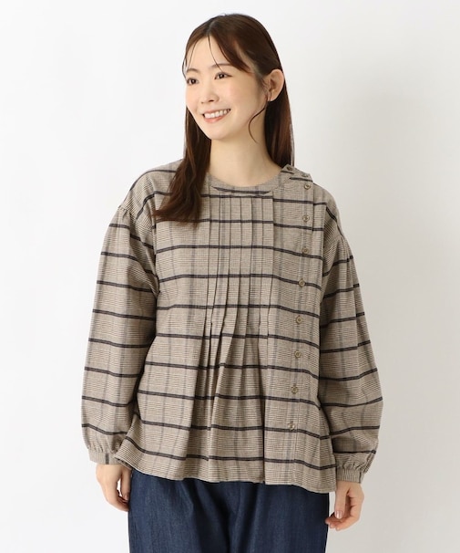コットンフランネル 前タックブラウス
