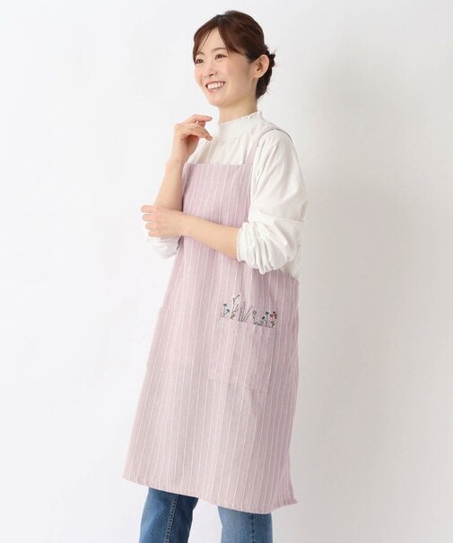 【ワンズテラスオリジナル】ヘリンボーン刺繍 エプロン フラワー